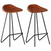 vidaXL Bancos de bar 2 pcs couro genu&iacute;no castanho