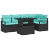 vidaXL Conjunto de Sof&aacute; de Jardim 6 pcs Preto e Azul vime PE