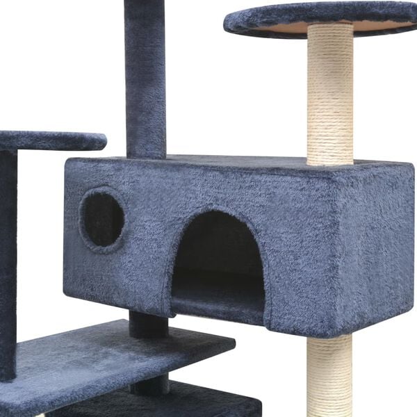 vidaXL Árvore p/ gatos c/ postes arranhadores sisal 125 cm azul escuro