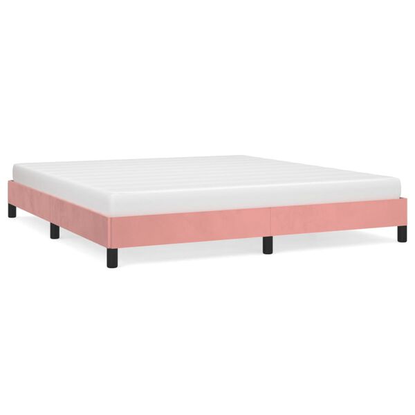 vidaXL Estrutura de cama 160x200 cm veludo rosa