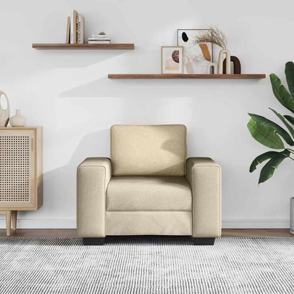 vidaXL Poltrona 100x77x82 cm tecido cor creme