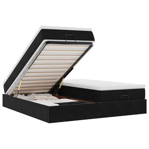 vidaXL Estrutura de cama otomana com colchões 160x200 cm veludo preto