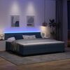 vidaXL Cama Box com colch&atilde;o com led Azul 200 x 200 cm tecido
