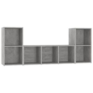 vidaXL 3 pcs conjunto de m&oacute;veis de TV contraplacado cinzento cimento