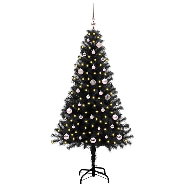 vidaXL &Aacute;rvore de Natal com 150 LEDs com suporte Preto 150 cm PVC