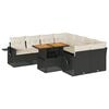 vidaXL 9 pcs conjunto de sof&aacute;s p/ jardim c/ almofad&otilde;es vime PE preto
