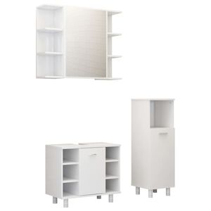 vidaXL 3 pcs conjunto de m&oacute;veis de casa de banho contraplacado branco