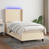 vidaXL Cama box spring c/ colch&atilde;o e LED 90x200 cm tecido cor creme