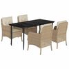 vidaXL 5 pcs conjunto de jantar p/ jardim com almofad&otilde;es vime PE bege