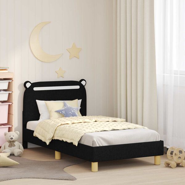 vidaXL Estrutura de Cama Infantil com Cabeceira Preto 80 x 160 cm