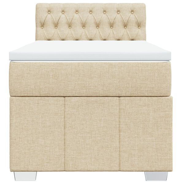 vidaXL Cama com molas/colch&atilde;o 90x200 cm tecido cor cr&egrave;me