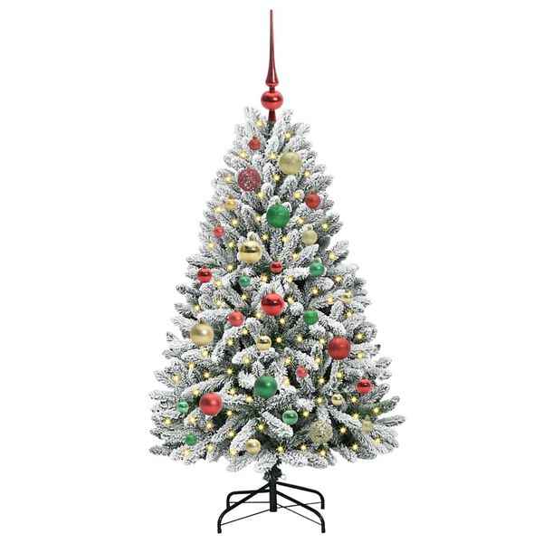 vidaXL &Aacute;rvore de Natal Artificial Verde e Branco 120 cm PVC e Metal