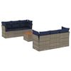 vidaXL 7 pcs conjunto sof&aacute;s p/ jardim c/ almofad&otilde;es vime PE cinzento