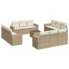vidaXL 13 pcs conjunto de sof&aacute;s p/ jardim com almofad&otilde;es vime PE bege