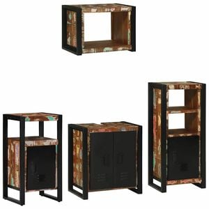 vidaXL Conjunto de M&oacute;veis para Banheiro 4 unid. Multicolorido e preto
