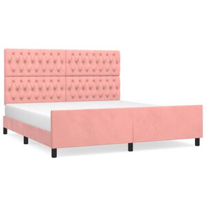 vidaXL Estrutura de cama c/ cabeceira 180x200 cm veludo rosa