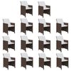 vidaXL 15 pcs conjunto jantar p/ jardim c/ almofad&otilde;es vime PE castanho