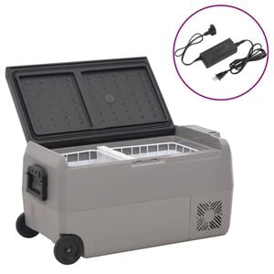 vidaXL Mala t&eacute;rmica c/ rodas e adaptador 50 L PP e PE preto/cinzento