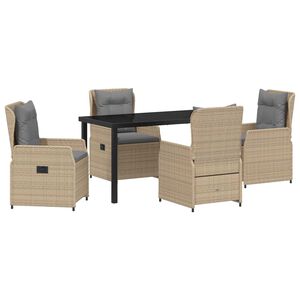 vidaXL Conjunto de Jantar para Jardim 5 pcs Bege e Cinza Claro vime PE