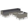 vidaXL 10 pcs conjunto lounge de jardim c/ almofad&otilde;es vime PE cinzento