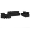 vidaXL 4 pcs conjunto sof&aacute;s c/ almofadas/almofad&otilde;es couro artif. preto