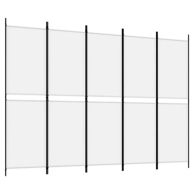 vidaXL Biombo/divisória com 5 painéis 250x180 cm tecido branco