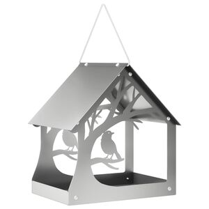 vidaXL Comedouro suspenso para p&aacute;ssaros A&ccedil;o Galvanizado Prateado
