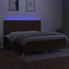 vidaXL Cama box spring c/ colchão/LED 200x200cm tecido castanho-escuro