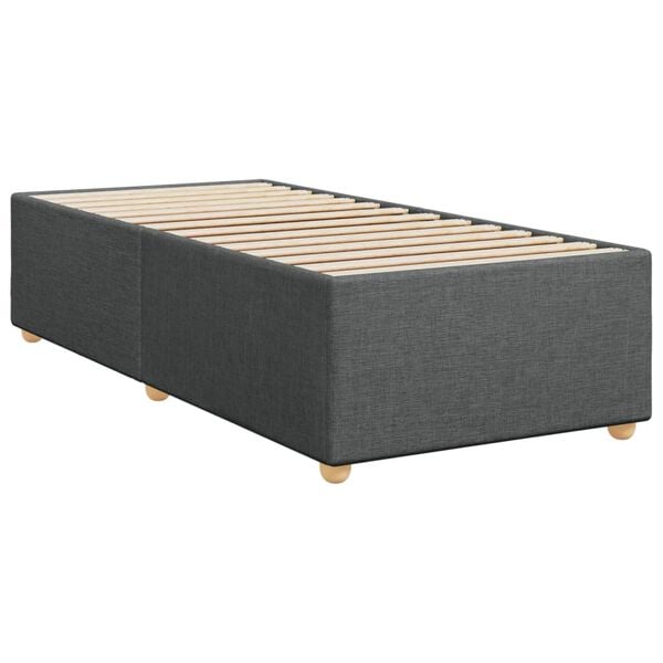 vidaXL Estrutura de cama sem colch&atilde;o 100x200 cm tecido cinzento-escuro