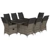 vidaXL 9 pcs conjunto de jantar p/ jardim c/ almofad&otilde;es vime PE cinza