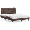 vidaXL Cama com colch&atilde;o Hvar 140x190 cm couro artificial castanho