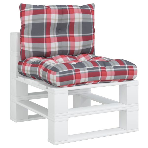 vidaXL Almofad&otilde;es para m&oacute;veis de paletes 2 pcs tecido xadrez vermelho