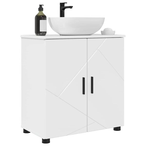vidaXL Arm&aacute;rio de Banheiro com porta Branco Brilhante 61 x 35 x 64 cm