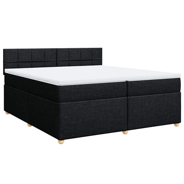 vidaXL Cama com molas/colch&atilde;o 200x200 cm tecido preto