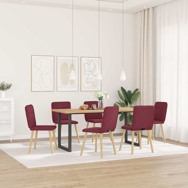 vidaXL Cadeiras de jantar 6 pcs tecido vermelho-tinto
