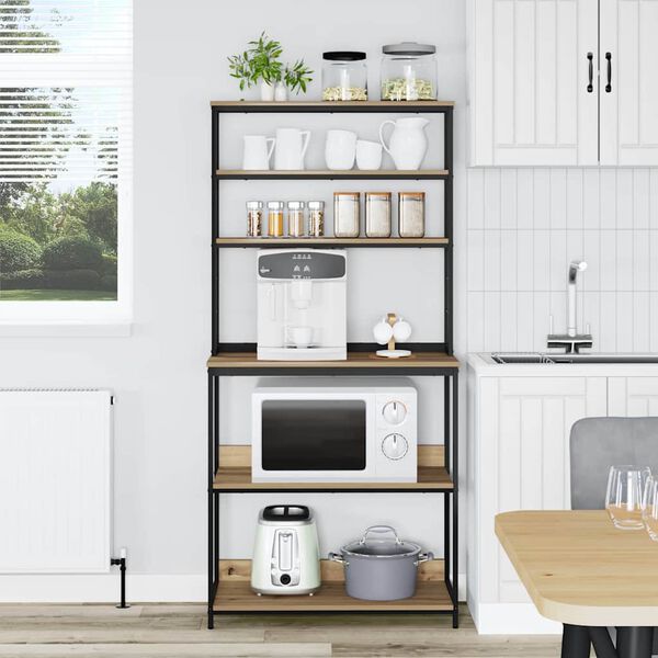 vidaXL Prateleira de Cozinha Carvalho Artesanal 80 x 40 x 168 cm