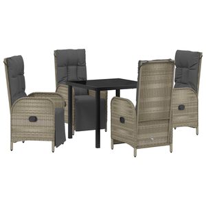 vidaXL Conjunto de Jantar para Jardim 5 pcs Cinzeto vime PE