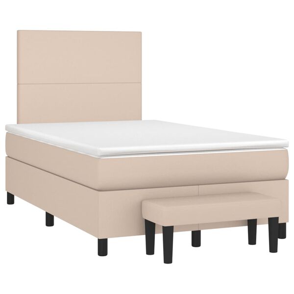vidaXL Cama boxspring c/ colch&atilde;o 120x190cm couro artificial cappuccino