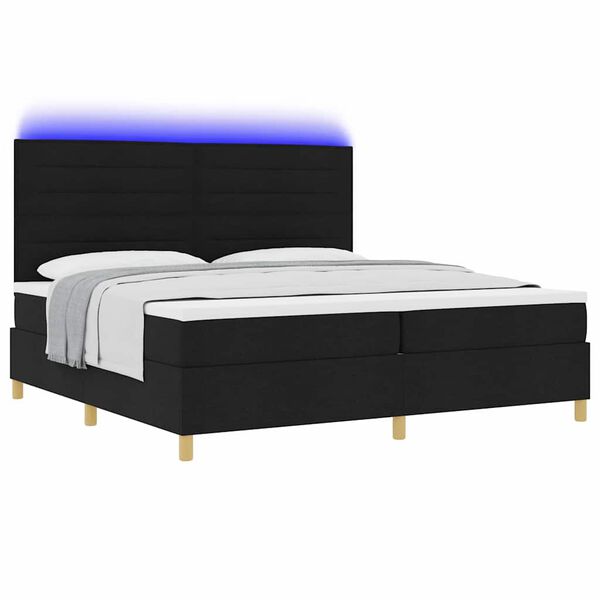 vidaXL Cama Box Spring LED com colch&atilde;o Preto 200 x 200 cm tecido