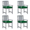vidaXL Cadeiras de jardim com almofad&otilde;es 4 pcs ac&aacute;cia maci&ccedil;a cinza