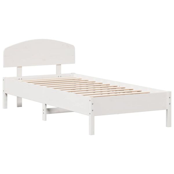 vidaXL Cama sem colch&atilde;o 90x200 cm madeira de pinho maci&ccedil;a branco