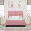 vidaXL Cama Box com cabeceira Rosa 160 x 200 cm Veludo