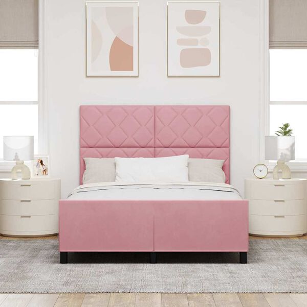 vidaXL Cama Box com cabeceira Rosa 160 x 200 cm Veludo