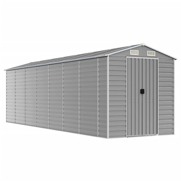 vidaXL Abrigo de jardim cinza claro 191x640x198 cm a&ccedil;o galvanizado