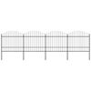 vidaXL Cerca de jardim com topo em forma de lan&ccedil;a em a&ccedil;o 714,5x175 cm, preta