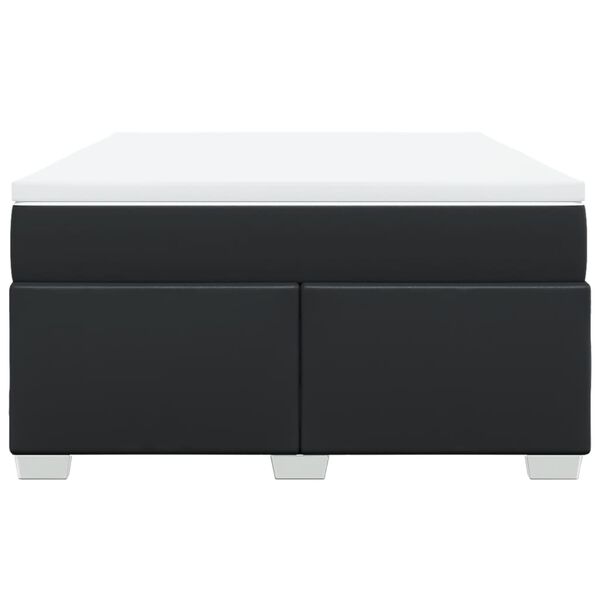 vidaXL Cama com molas/colch&atilde;o 160x200 cm couro artificial preto