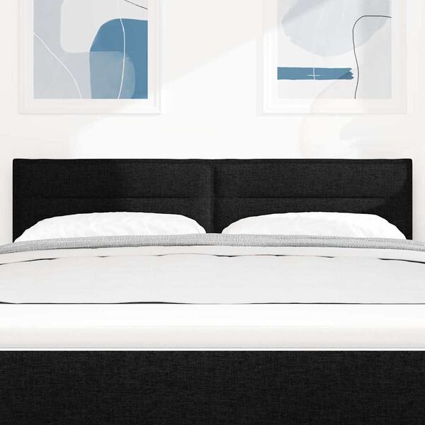 vidaXL Cabeceira LED com luzes de tira LED Preto 160 cm Poli&eacute;ster