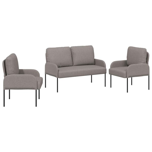 vidaXL Conjuntos de sof&aacute;s 3 pcs Cinzento-acastanhado 115 x 56 x 80 cm