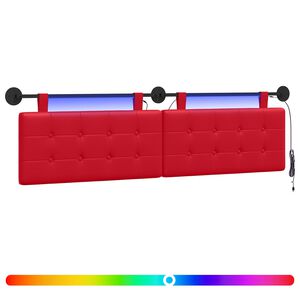 vidaXL Cabeceira suspensa Com luz LED Vermelho Couro Sint&eacute;tico