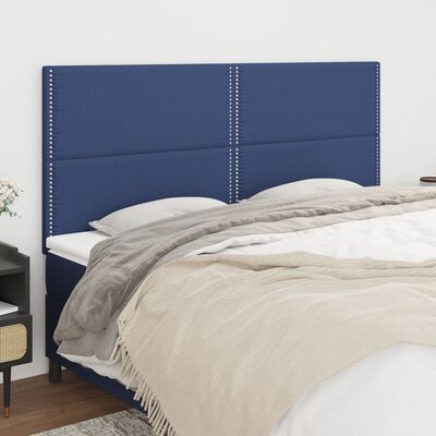 vidaXL Cabeceira de cama 4 pcs tecido 80x5x78/88 cm azul